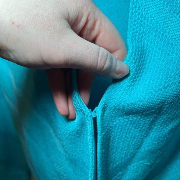 Ming Wang Aqua Teal Green Open Front Knit Cardigan Sweater Jacket PXL - Picture 9 of 14